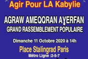 Agir pour la Kabylie, Rassemblement Dimanche 11 octobre à Paris