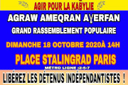 Agir pour la Kabylie, Rassemblement Dimanche 18 octobre à Paris